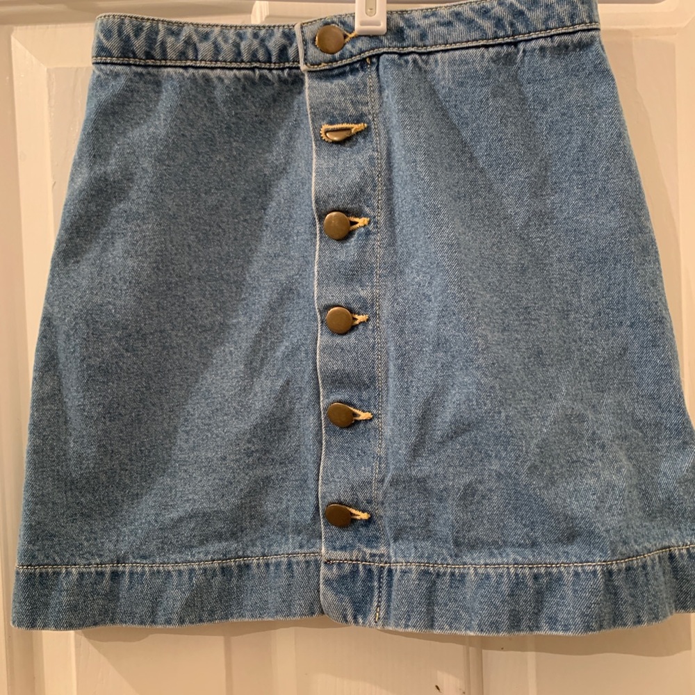 American Apparel button up denim mini skirt